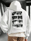 Men's Sculptural Print Drawstring Hooded Sweatshirt