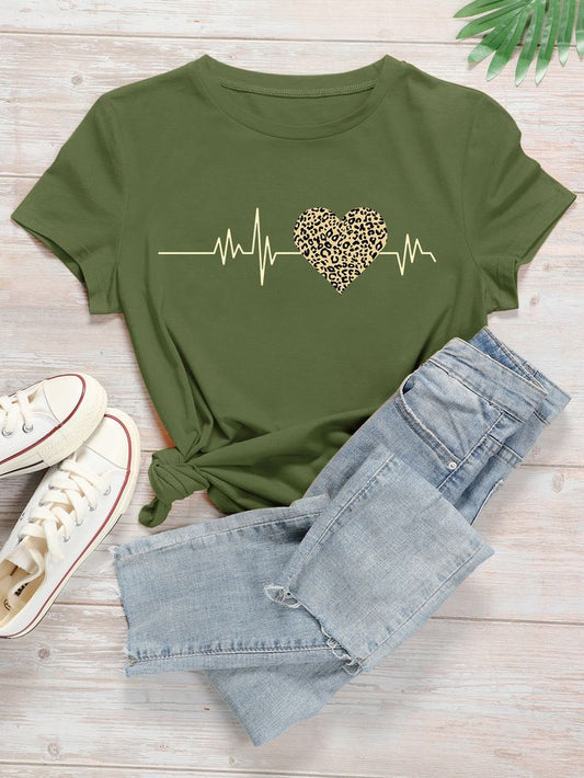 Heart Print Tshirt Regular Fit