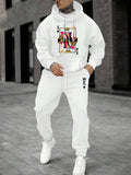Manfinity EMRG Men's Card Printed Drawstring Hoodie And Sweatpants Two Piece Set