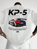100% Cotton Racing Culture Men's Street Pattern T-Shirt-White Cotton Crew Neck T-S...