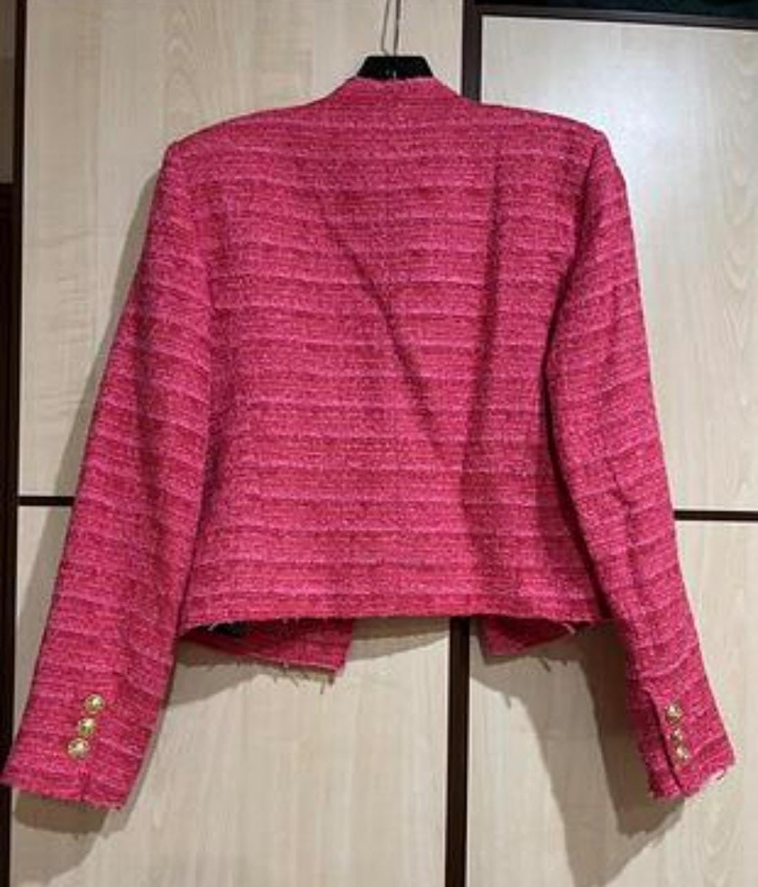 Textured Cropped Pink Jacket – Premium Turkish Fabric