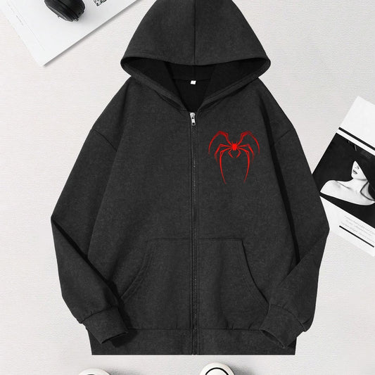 Spider zip-up hoodie oversized