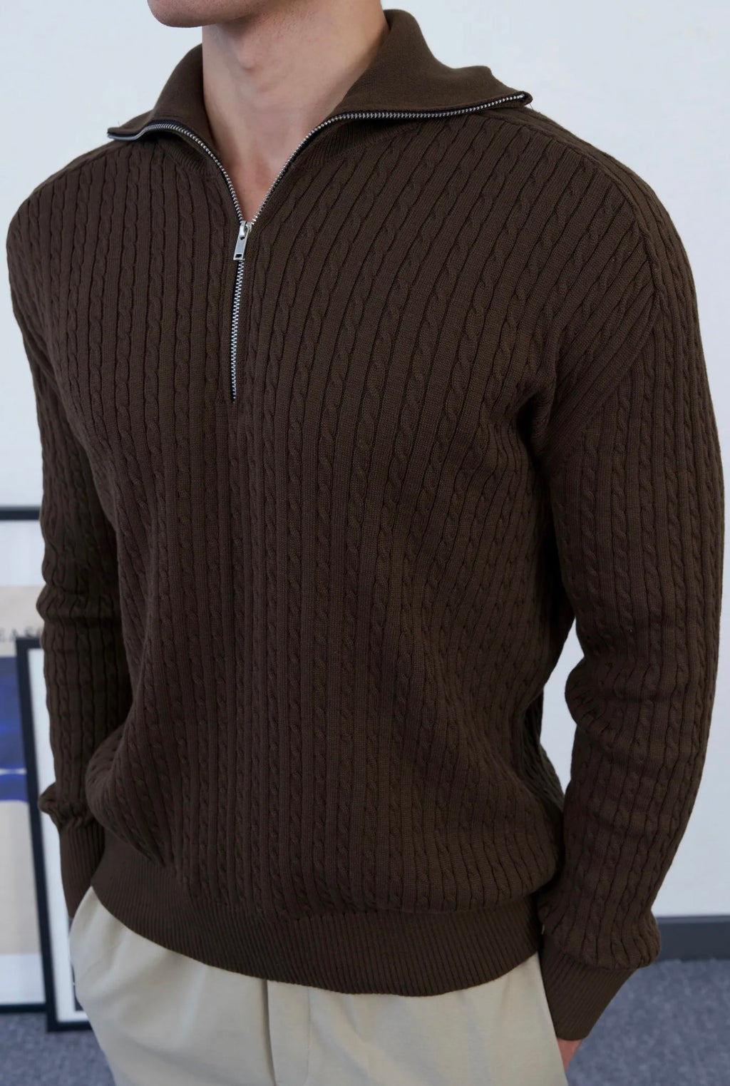 Men's Premium Textured Half-Zip Sweater –