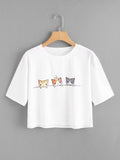 Cats women crop top