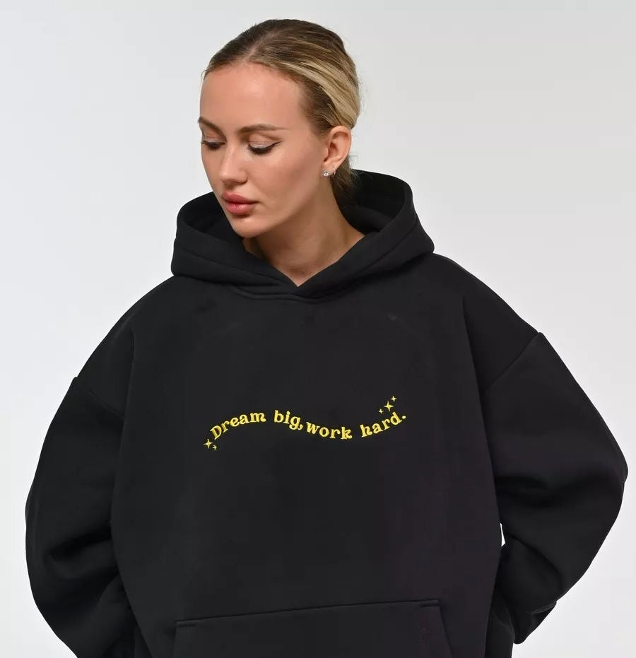 Dream big work hard oversized hoodie