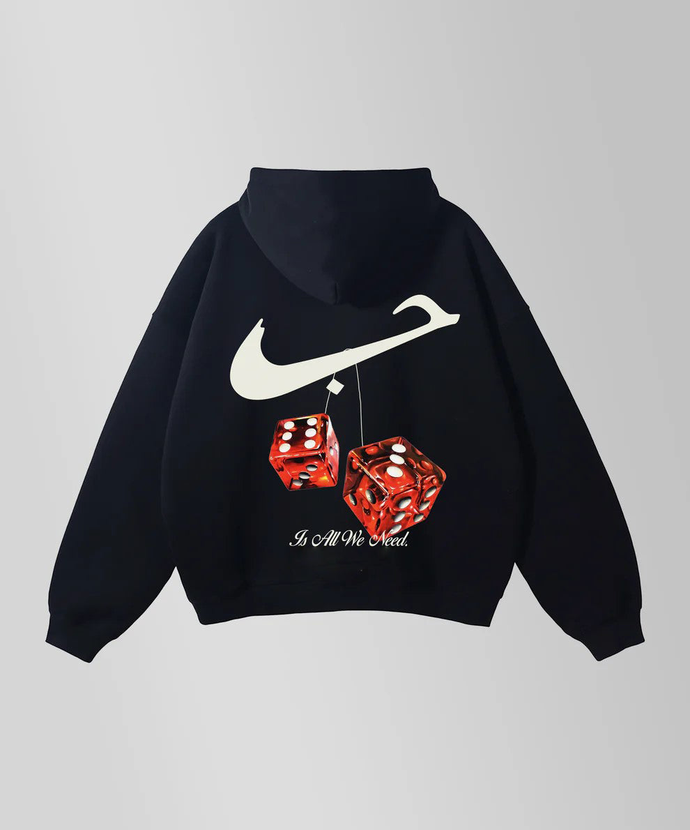 HUBBxLOVE DICES HEAVY COTTON HOODIE BLACK