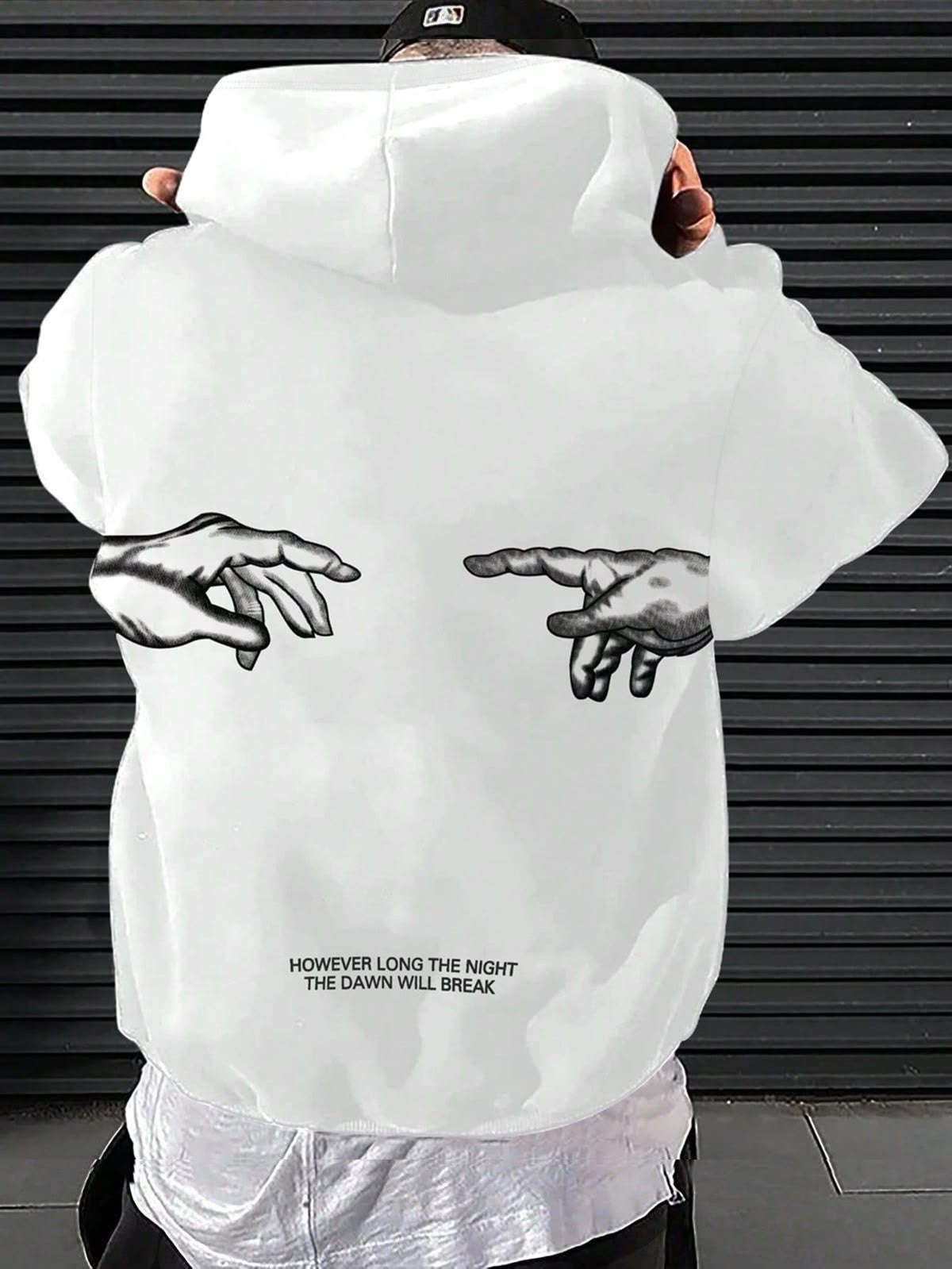 Manfinity EMRG Men's Loose Fit Hoodie With Slogan Graphic Design And Drawstring