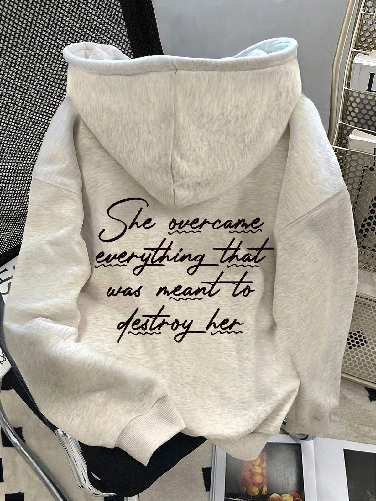 Women's Minimalist Printed Long Sleeve Hoodie Sweatshirt,