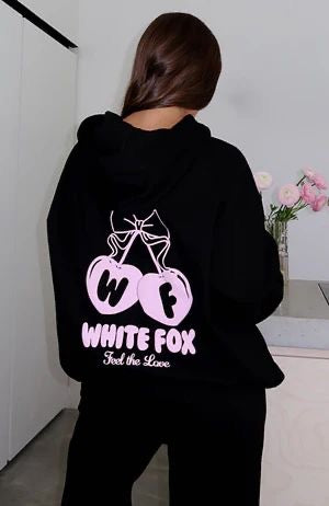 White Fox Women Hoodies Black color