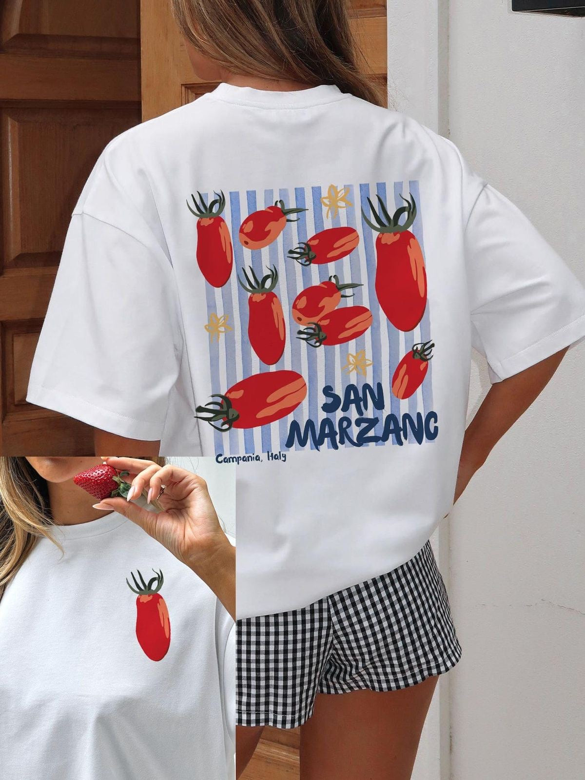 Cherry Tomato Fruit Print Graphic Tshirt
