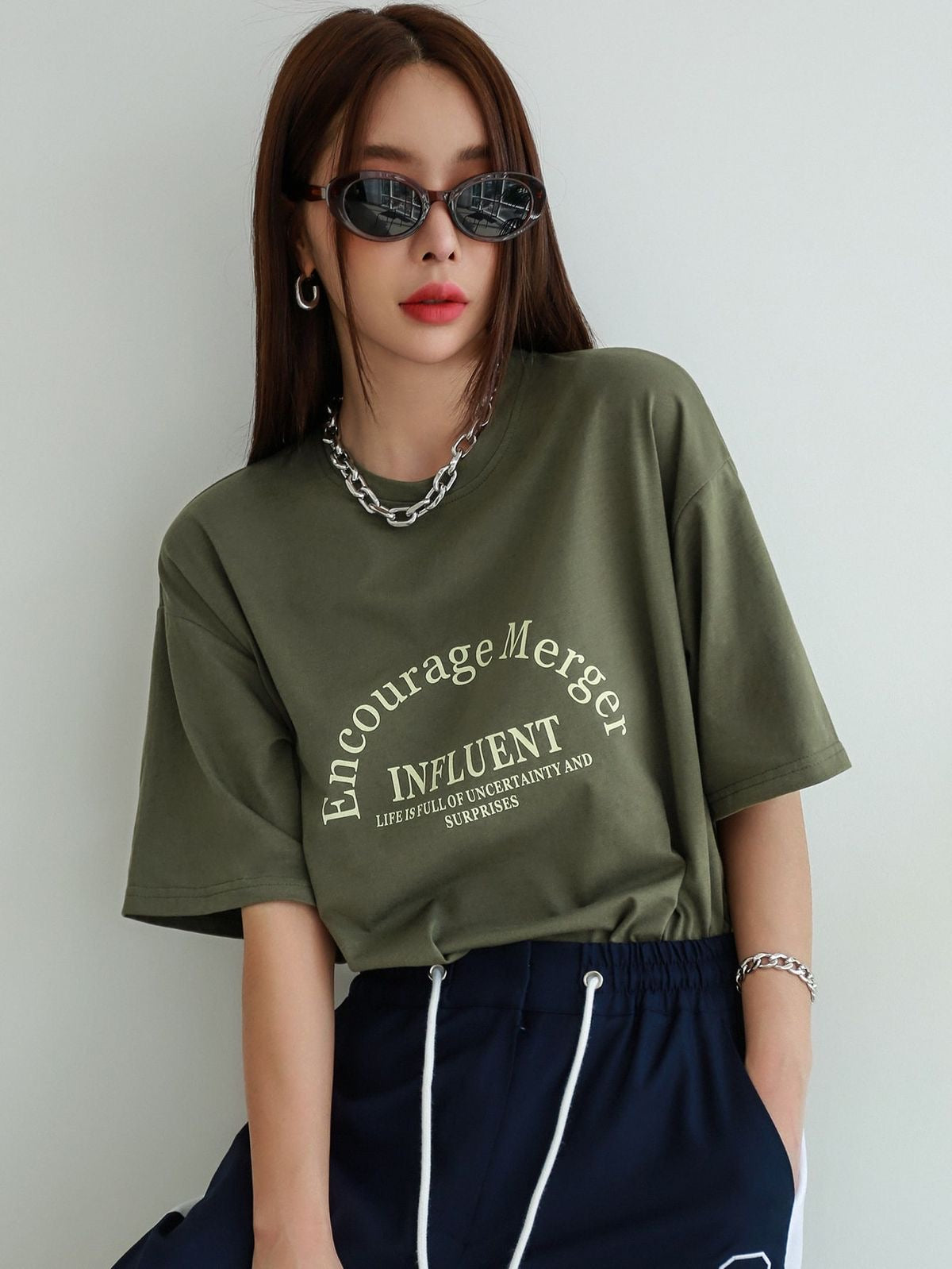Slogan Graphic Drop Shoulder Tee