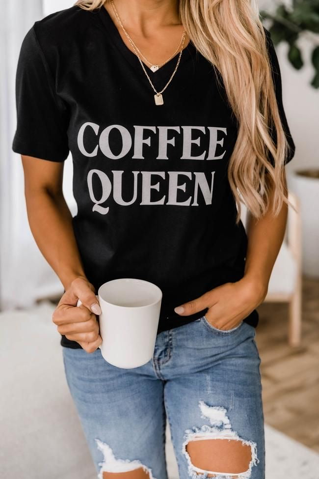 Coffe Queen V Neck Tshirt Regular Fit