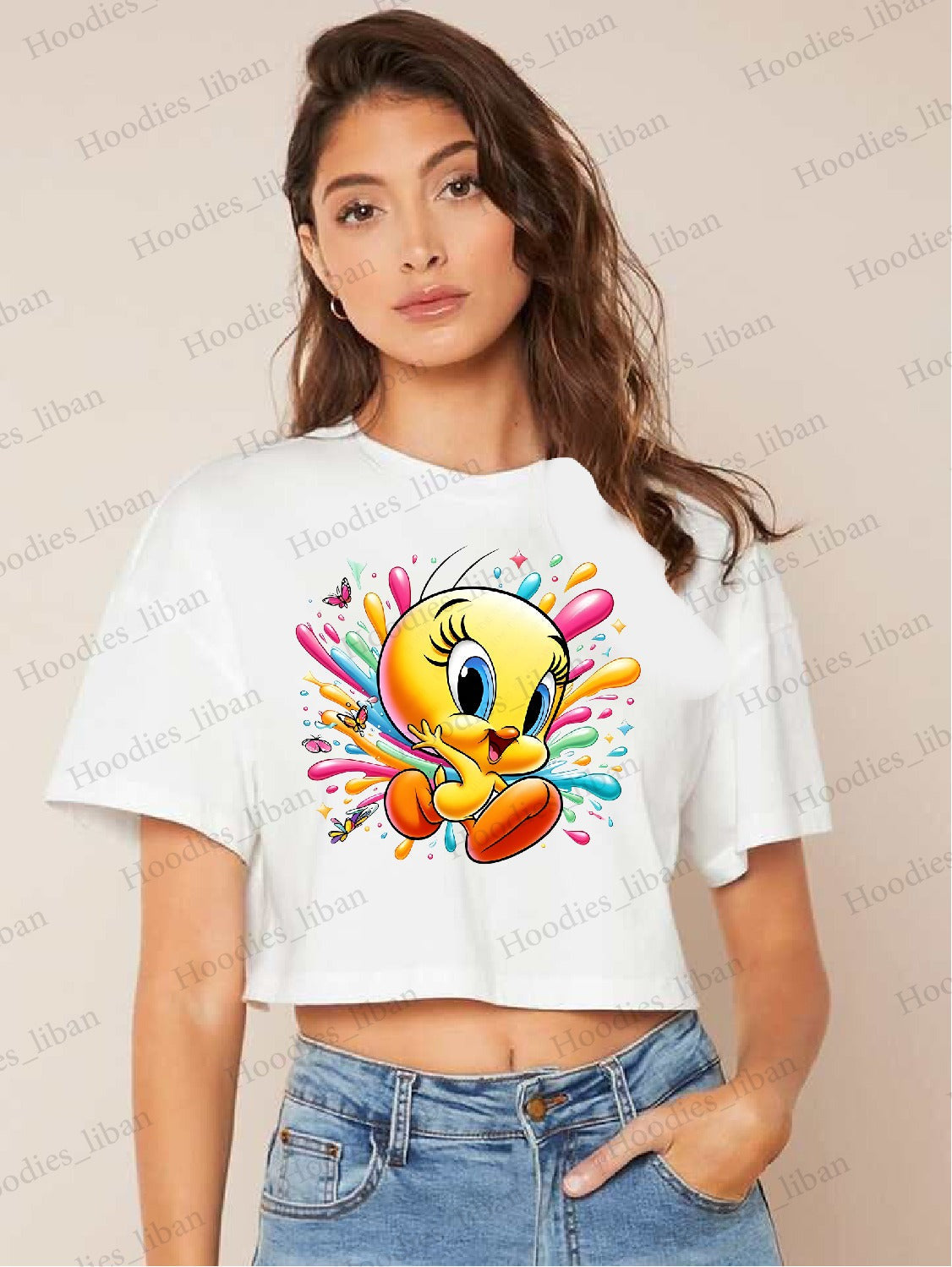 Tweety women's crop top oversized