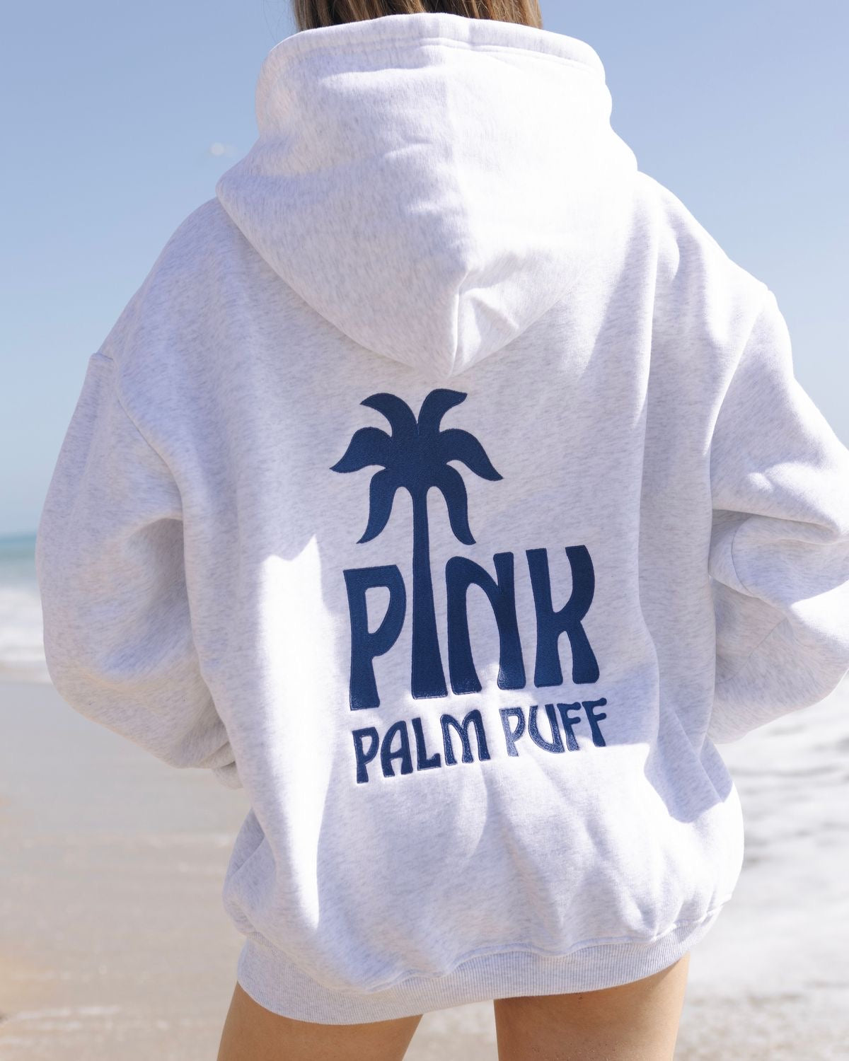 Pink Palm Puff Hoodie Oversized