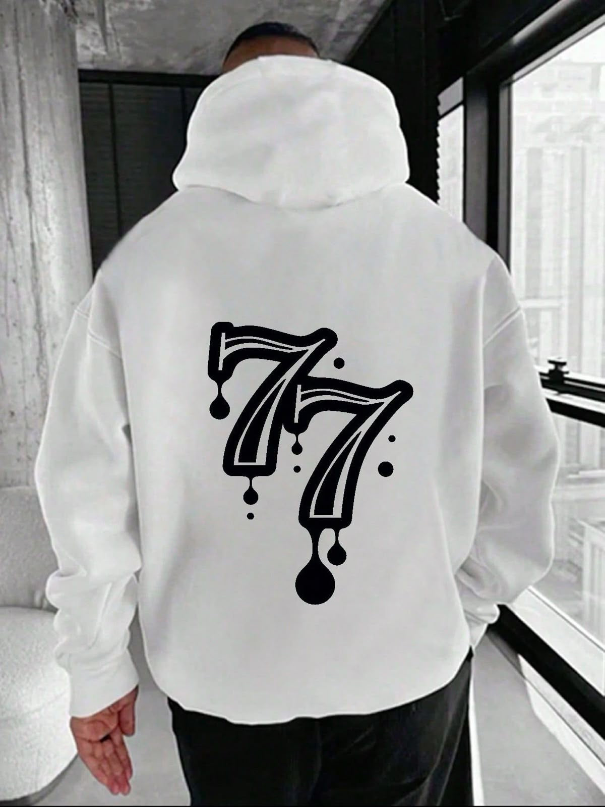 Men’s Number 77 Casual Hoodie Oversized