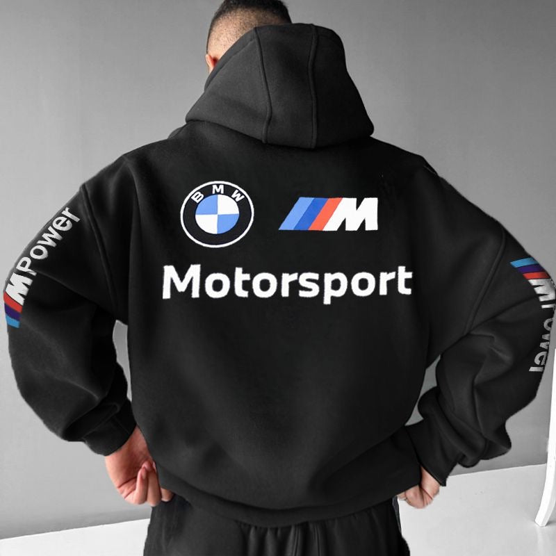 Oversized Men’s Racing Casual Hoodie Black