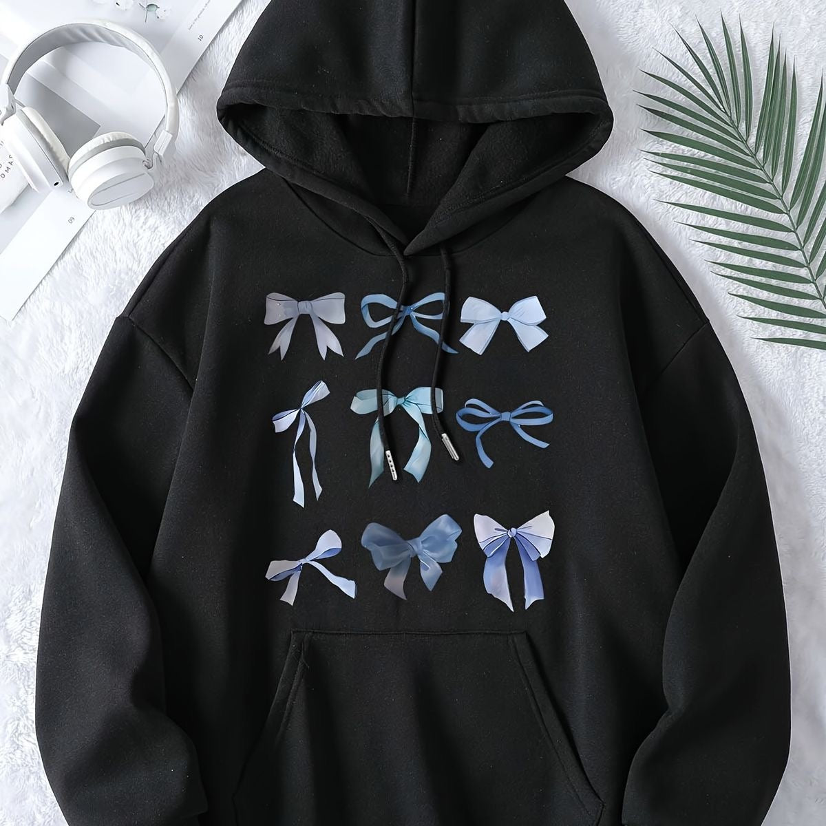 Women’s casual hoodie with bow graphic print