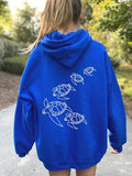 Vintage Turtle Surf Hoodie Royal Blue
