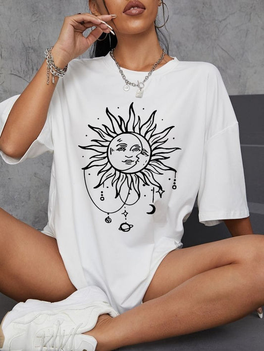 Sun and moon women's oversized tshirt