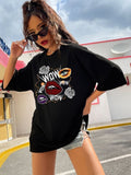 Lip and letter women's oversized tshirt