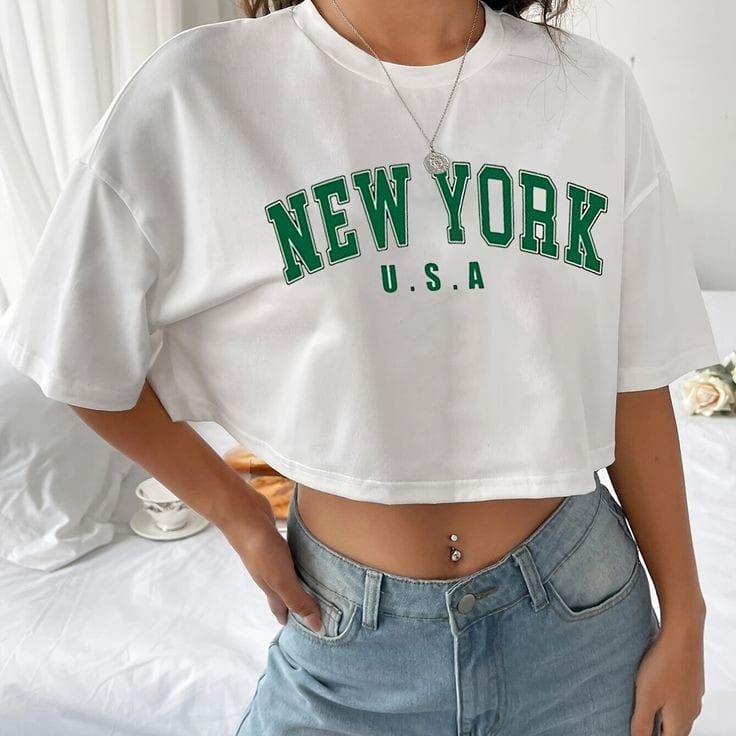 New york women's oversized crop top