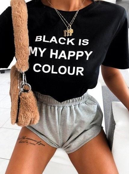 Black is my happy colour women's tshirt regular fit