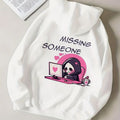 Cute working skull print oversized hoodie