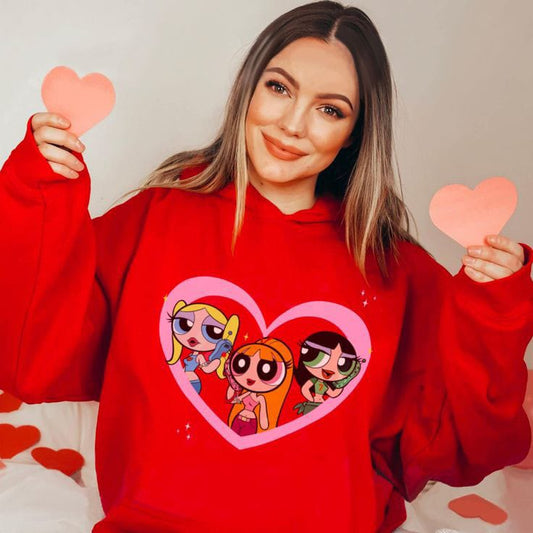 Powerpuff girls heart hoodie oversized