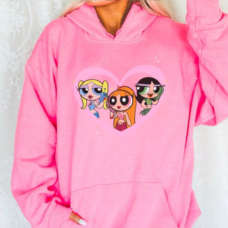 Powerpuff girls heart hoodie oversized