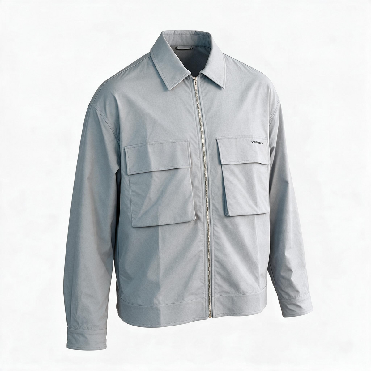 Premium Utility Zip-Up Jacket – Light Grey