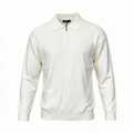Men's Premium Textured Half-Zip Polo Sweater – Off White