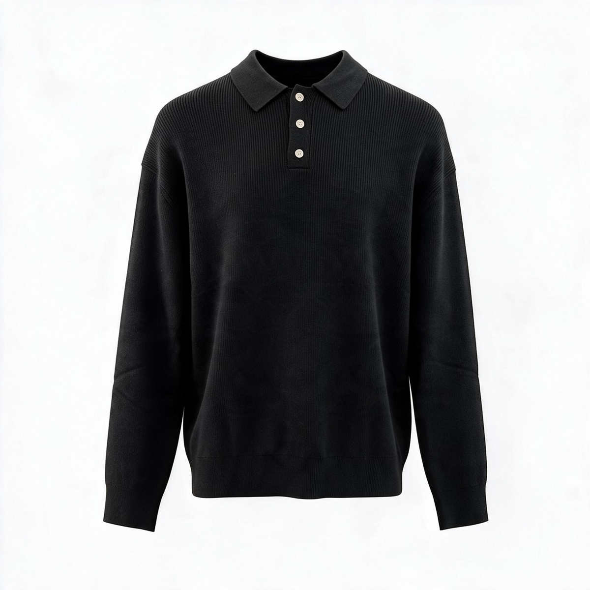 Men's Premium Textured Half-Zip Polo Sweater – black