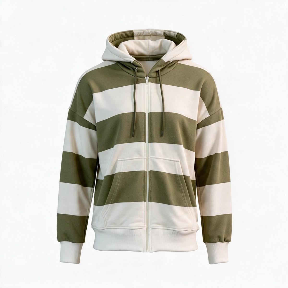 Premium Striped Zip-Up Hoodie