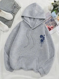 Grey Cosy Floral Hoodie