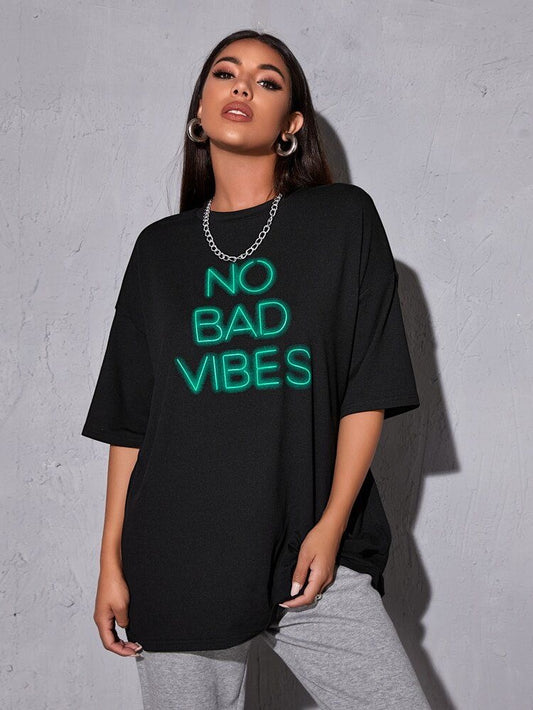 No Bad Vibes women Oversized Tshirts