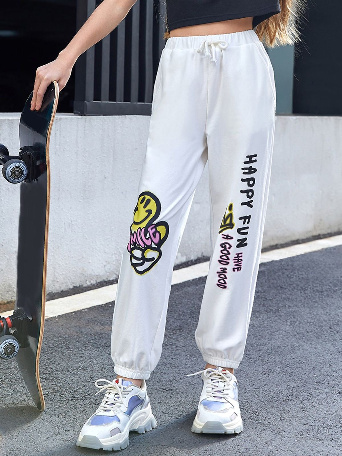 Women Pant Fleece with Graphics and Letters