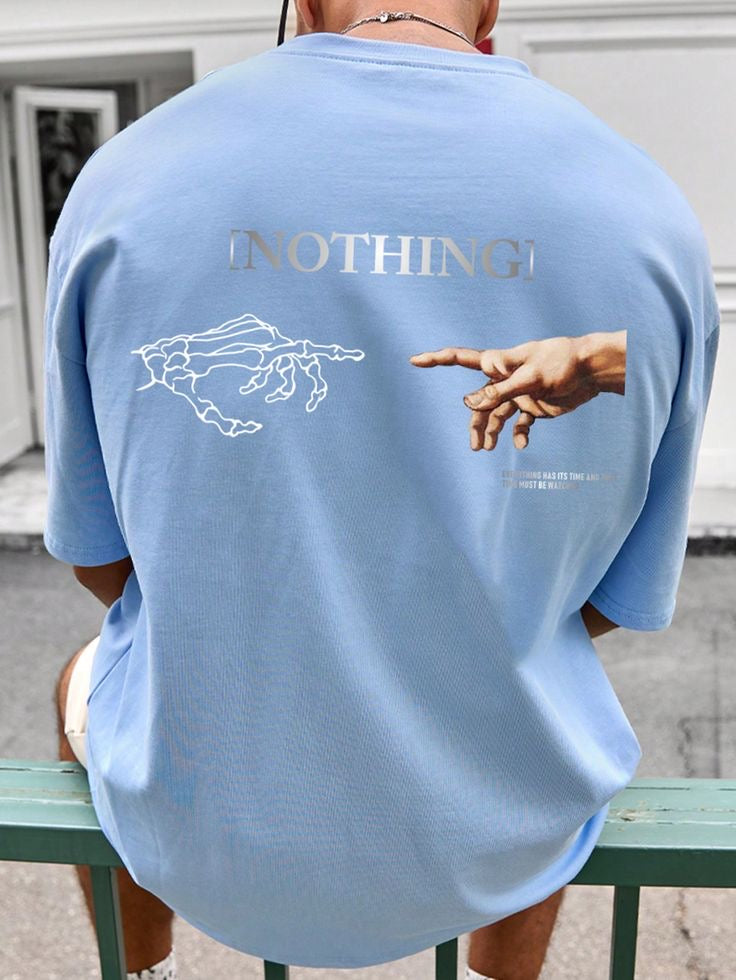 Men's Summer Gesture Print Round Neck Short Sleeve Casual T-Shirt