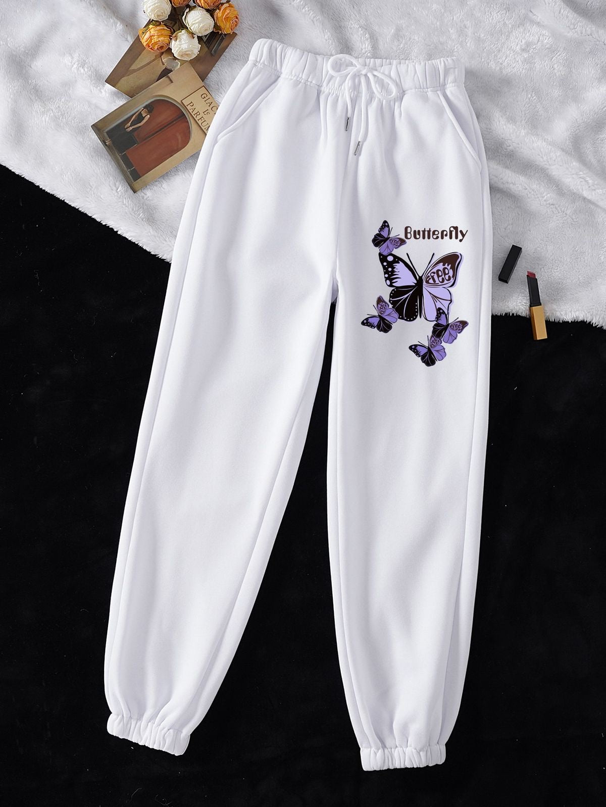 Women Pant Fleece with Graphics and Letters