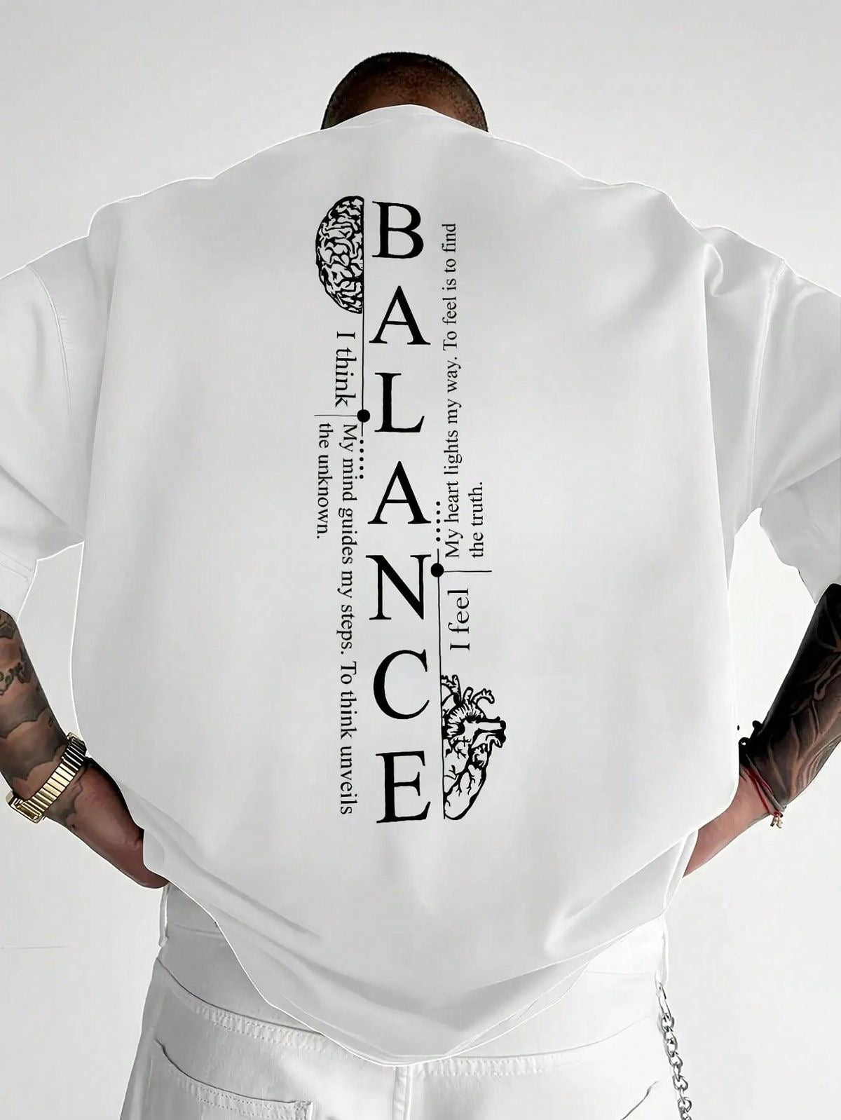 Motivational Balance Quote Oversized Men Tshirt