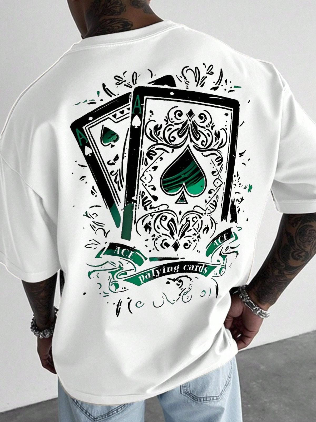 Men’s Poker Card Graphic Tshirt Oversized