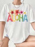 Aloha flower print women Tshirt oversized