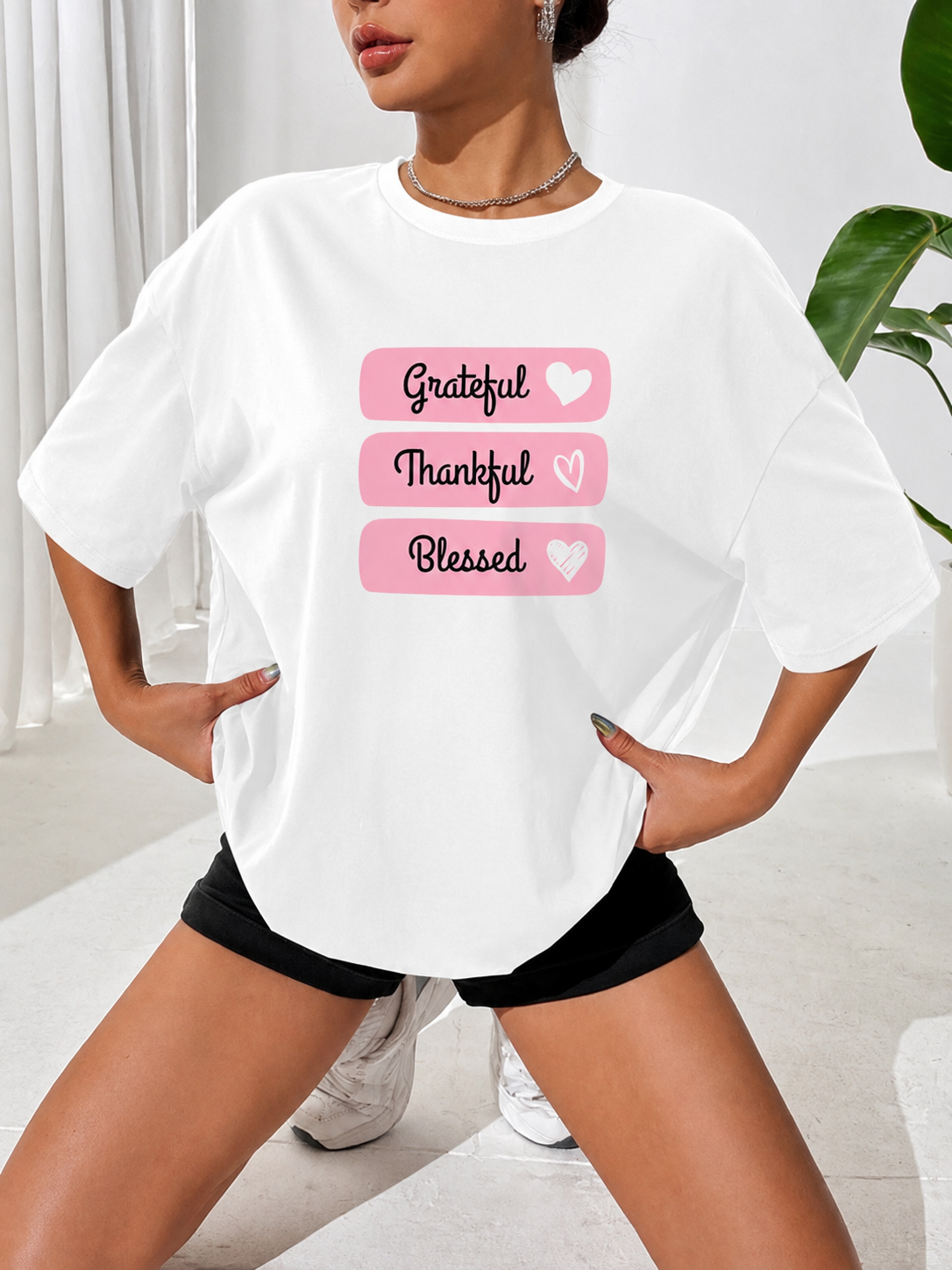Grateful thankful blessed women oversized tshirt