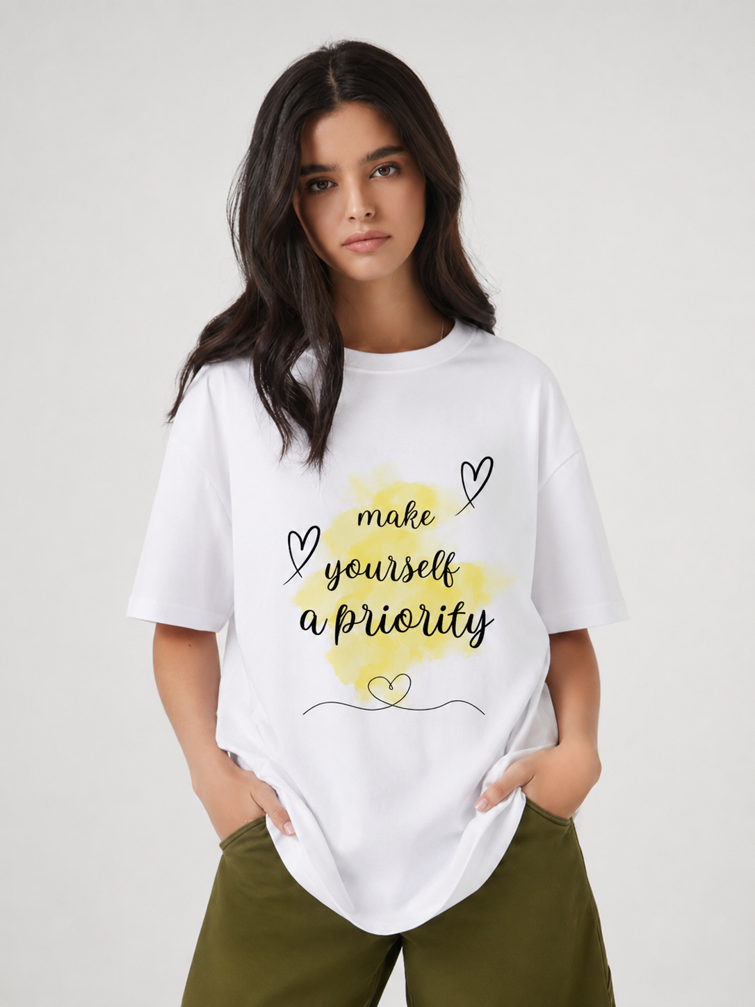 Make yourself a priority women oversized tshirt