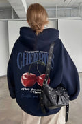 Cherry print women’s hoodie oversized