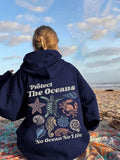 No ocean no life women’s hoodie oversized