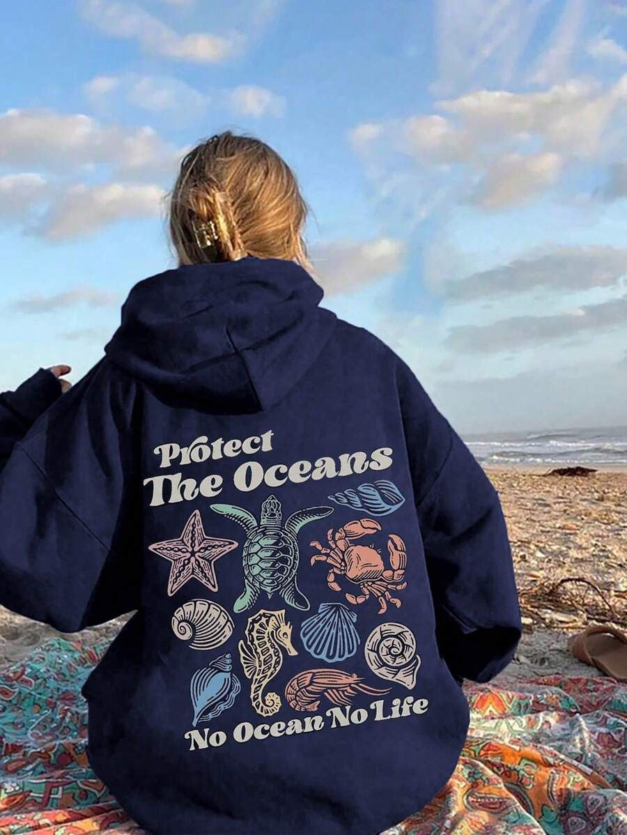No ocean no life women’s hoodie oversized