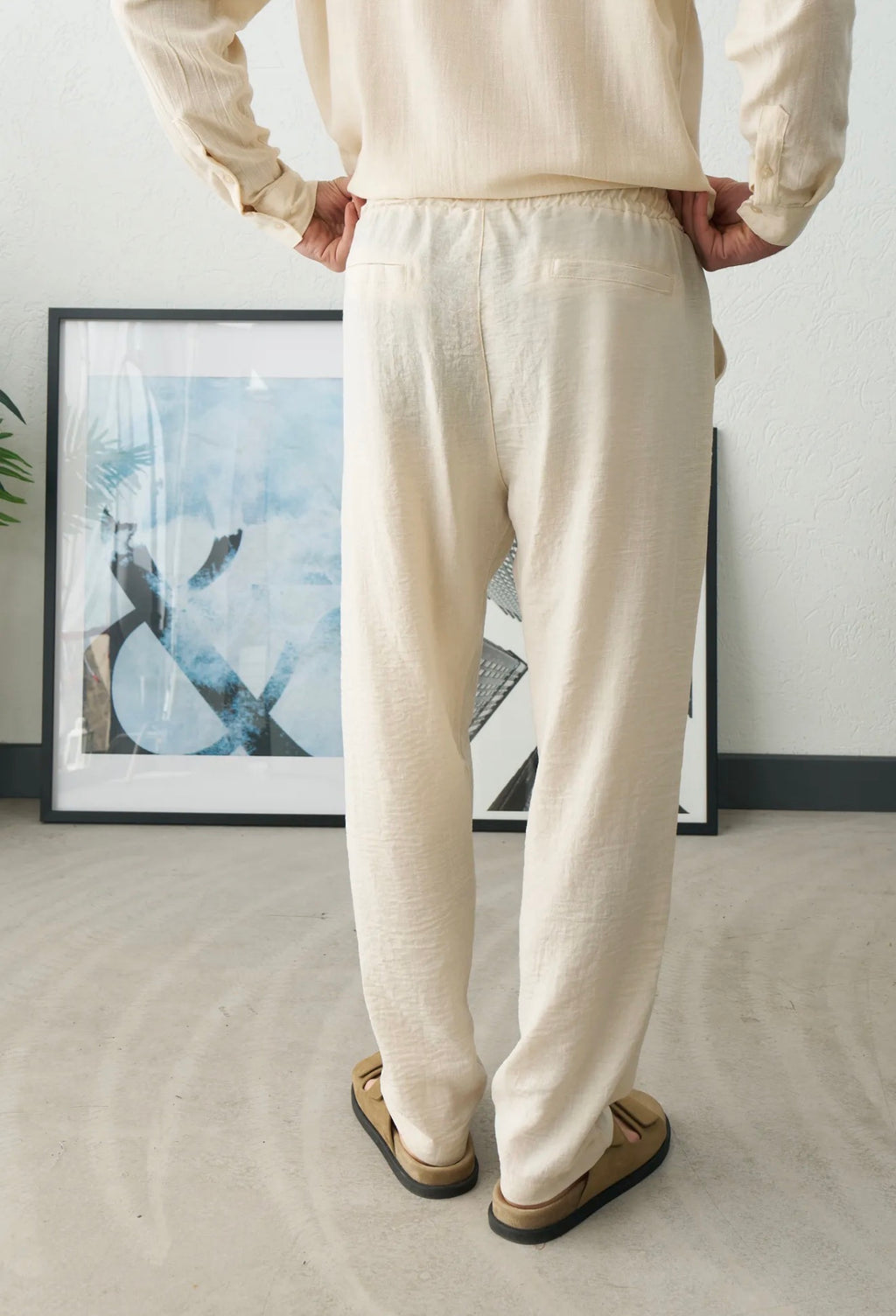 Men Pant Linen Black