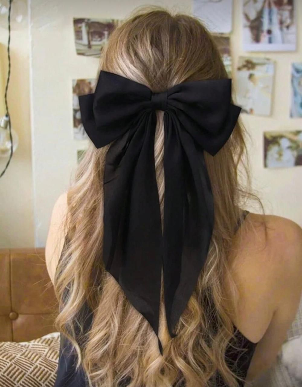 Elegant Satin Hair Bow Clip – Long Ribbon Hair Accessory for Women