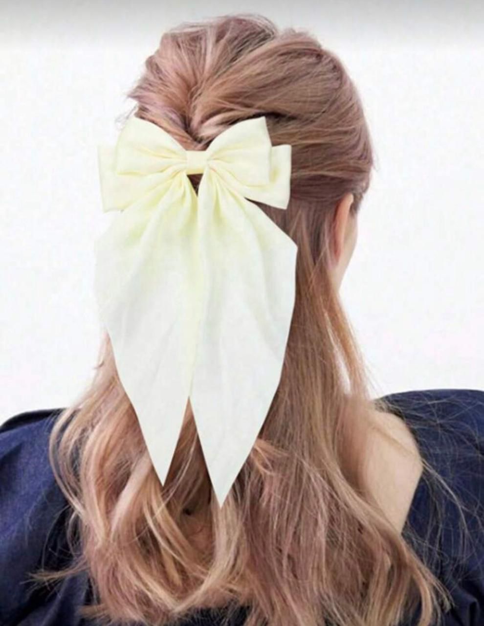 Elegant Satin Hair Bow Clip – Long Ribbon Hair Accessory for Women