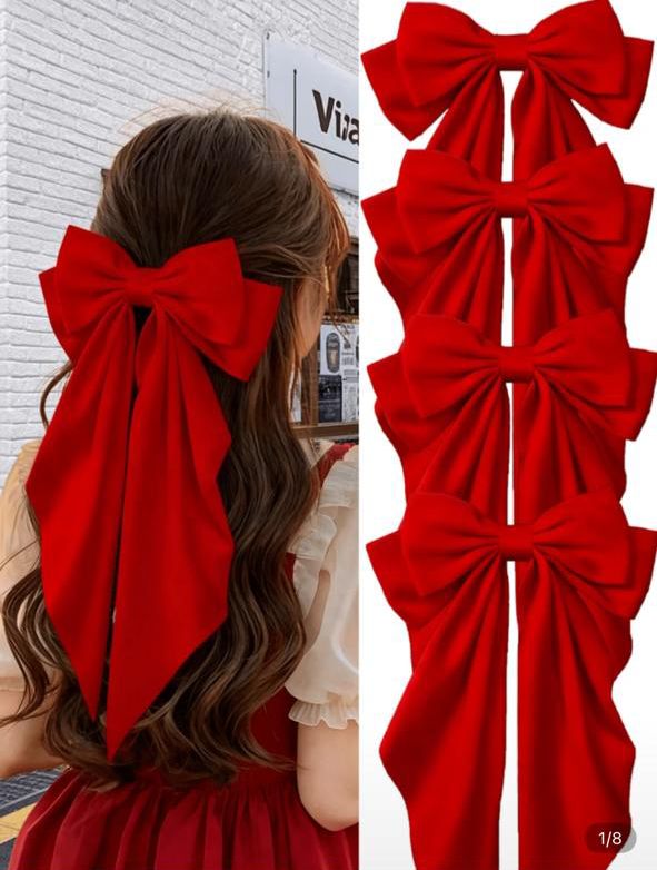 Elegant Satin Hair Bow Clip – Long Ribbon Hair Accessory for Women